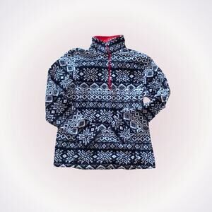 Lands’ End Snowflake Fleece Quarter-Zip Fleece | Sz XS